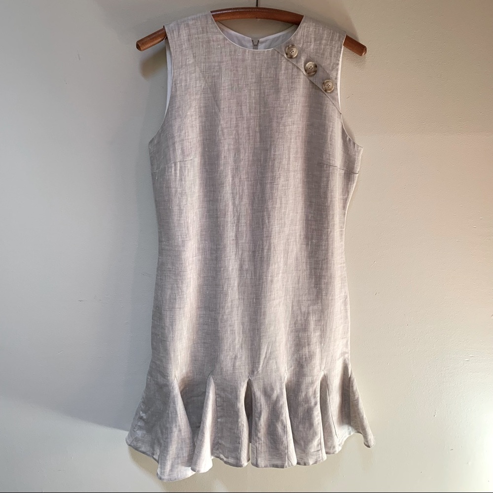 Poeta -- Cotton Linen Sleeveless Godet Ruffle  Dress in size Small